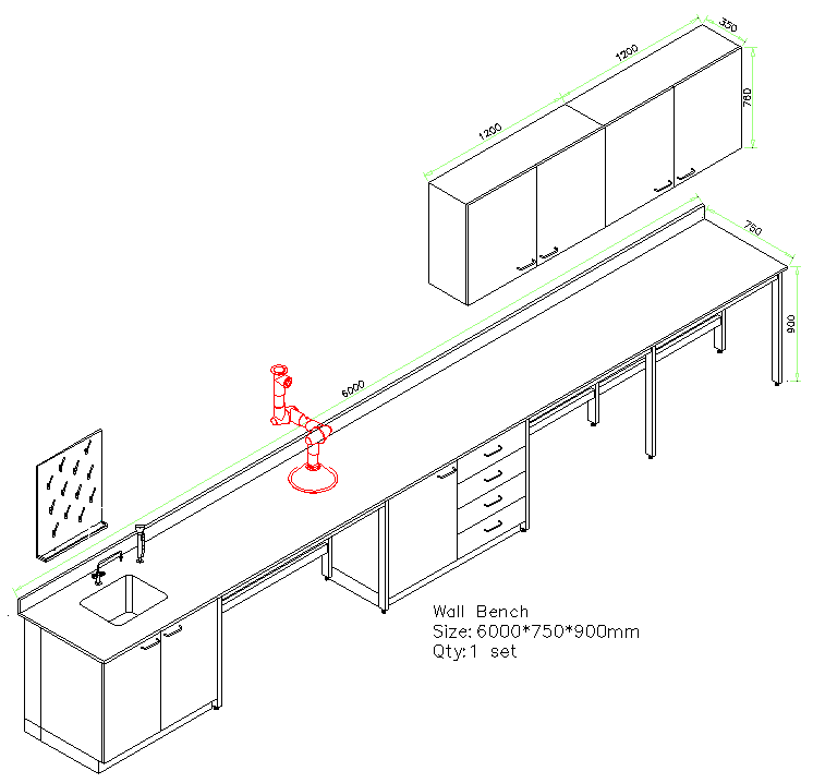 Lab bench Design with Dimensions