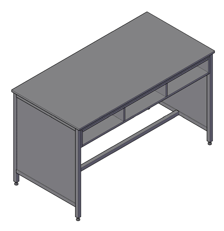 Laboratory island table with 3 drawers
